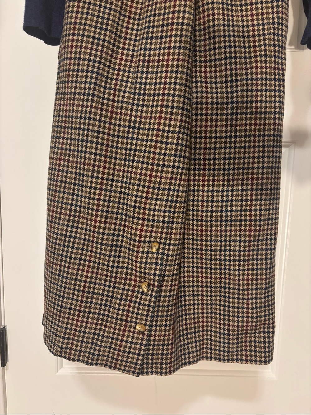 Vintage Pendleton 100% Virgin Wool Plaid Houndstooth Midi Skirt Petite 8 USA - Picture 5 of 11